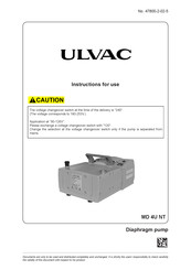 Ulvac MD 4U NT Instructions For Use Manual