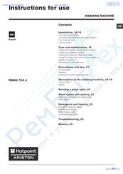 Hotpoint Ariston RSSG 724 J Instructions For Use Manual
