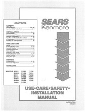 Sears Kenmore 3627165190 Instructions For The Use, Care And Installation