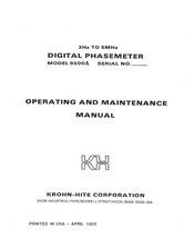 Krohn-Hite 6500A Operating And Maintenance Manual
