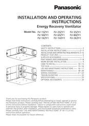 Panasonic FV-1HZY1 Installation And Operating Instructions Manual