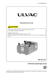 Ulvac MD 4UC NT Instructions For Use Manual