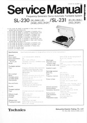 Technics SL-231 (X) Service Manual
