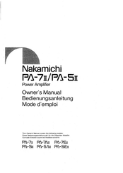 Nakamichi PA-7AII Owner's Manual