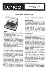LENCO L-78 Operating Instructions Manual