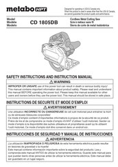 Metabo HPT CD 1805DB Safety Instructions And Instruction Manual
