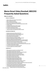 Belkin Wemo WDC010 Frequently Asked Questions Manual