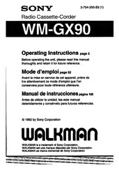 Sony WM-GX90 Operating Instructions Manual