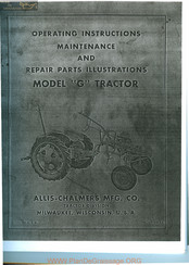 Milwaukee ALLIS-CHALMERS G Operating Instructions Manual