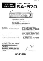 Pioneer SA-570 Operating Instructions Manual
