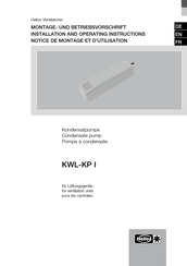 Helios KWL-KP I Installation And Operating Instructions Manual