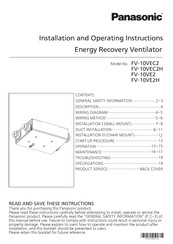 Panasonic FV-10VEC2H Installation And Operating Instructions Manual
