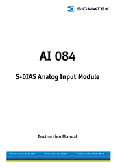 SIGMATEK S-DIAS AI 084 Instruction Manual