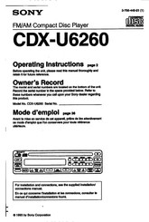 Sony CDX-U6260 Operating Instructions Manual