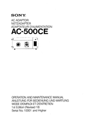 Sony AC-500CE Operation And Maintenance Manual