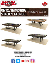 CANADA BILLARD & BOWLING INC ONYX Installation Manual