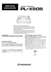 Pioneer PL-X505 Operating Instructions Manual