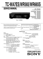 Sony TC-WR565 - Cassette Deck Service Manual