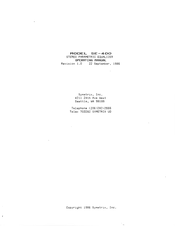Symetrix SE-400 Operating Manual