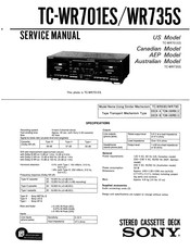 Sony TC-WR735S Service Manual