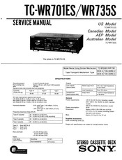 Sony TC-WR701ESL Service Manual