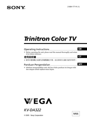 Sony Trinitron WEGA KV-DA322 Operating Instructions Manual