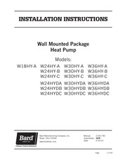 Bard W18HY-A Installation Instructions Manual