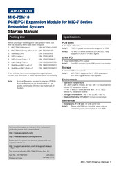 Advantech MIC-75M13 Startup Manual
