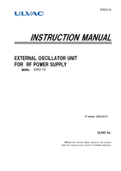 Ulvac EXO-13 Instruction Manual