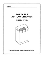 Electrolux EPT-800 Installation And Operating Instructions Manual