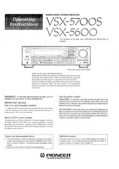 Pioneer VSX-5600 Operating Instructions Manual