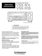 Pioneer VSX-511S Operating Instructions Manual