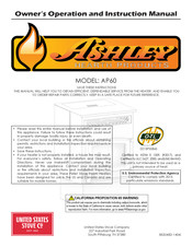 United States Stove Company Ashley AP60 Owner's Operation And Instruction Manual