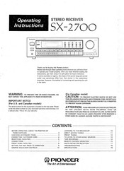 Pioneer SX-2700 Operating Instructions Manual