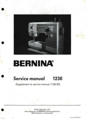 Fritz Gegauf BERNINA 1230 Service Manual