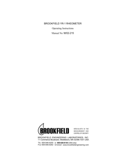 Brookfield YR-1 Operating Instructions Manual