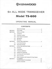 Kenwood TS-600 Operating Manual