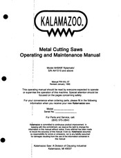 Kalamazoo AH9AW KALAMATIC Operating And Maintenance Manual