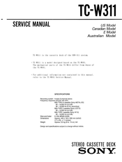 Sony TC-W311 Service Manual