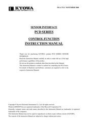 KYOWA PCD Series Instruction Manual