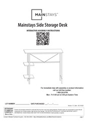 Mainstays Side Storage Desk Assembly Instructions Manual
