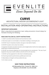 Evenlite CURVE Installation And Operating Instructions Manual