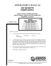 KEPCO HSF 48-13C Operator's Manual