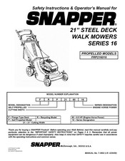 Snapper 16 Series Safety Instructions And Operator's Manual