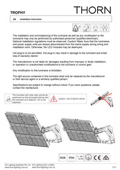 Thorn TROPHY Installation Instructions Manual