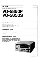 Sony VO-5850S Operating Instructions Manual