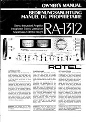 Rotel RA-1312 Owner's Manual