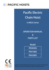 Pacific Hoists U-MEGA PEH200S Operations Manual & Parts List