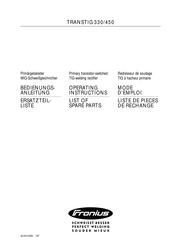Fronius TRANSTIG 330 Operating Instructions Manual