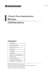 Oriental motor PK Series Operating Manual